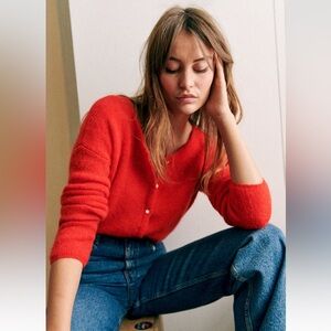 Sézane Red Gaspard Cardigan